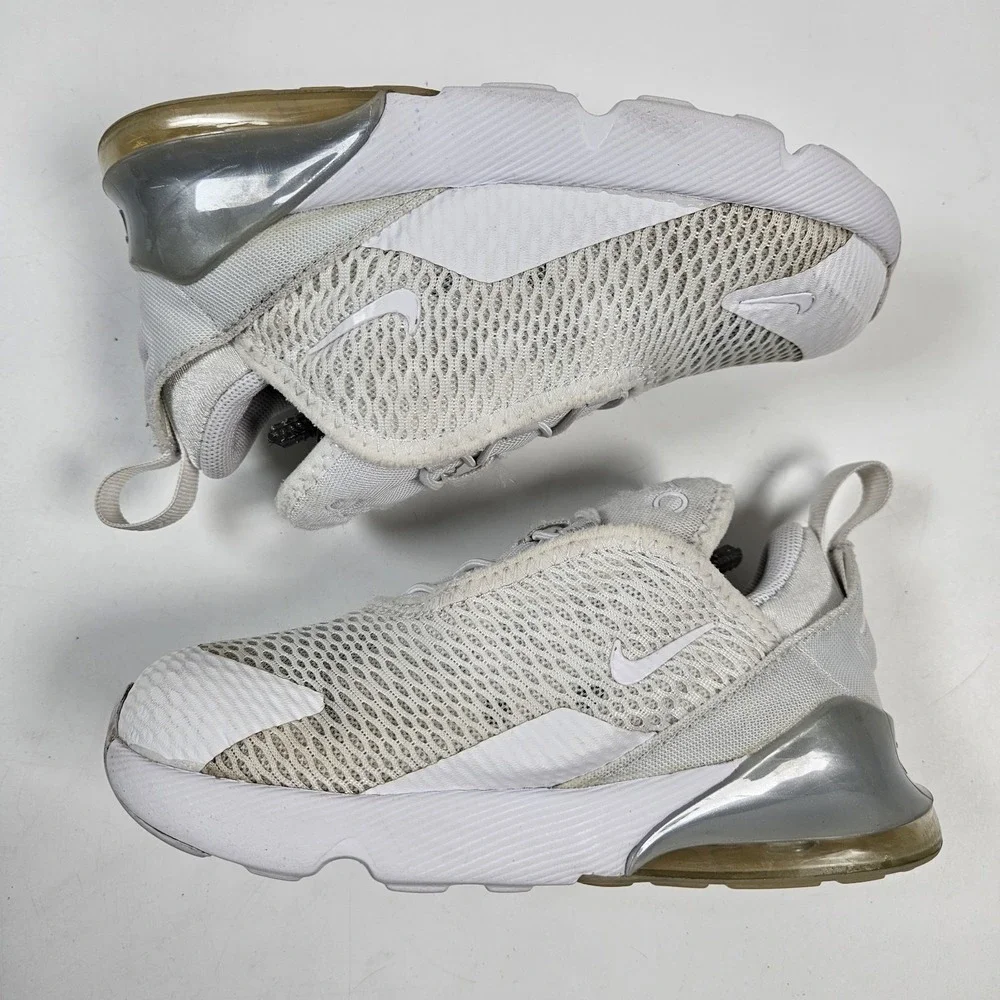 Nike Air Max 270 RT Kids 10C White‎  Platinum DD1646-103 Running Sneakers Shoes
